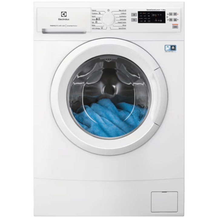 Masina de spalat rufe Slim Electrolux EW6SM526WE, 6 kg, 1200 RPM, Clasa B, Motor Inverter cu MagnetPermanent, Rapid 14 min, Alb