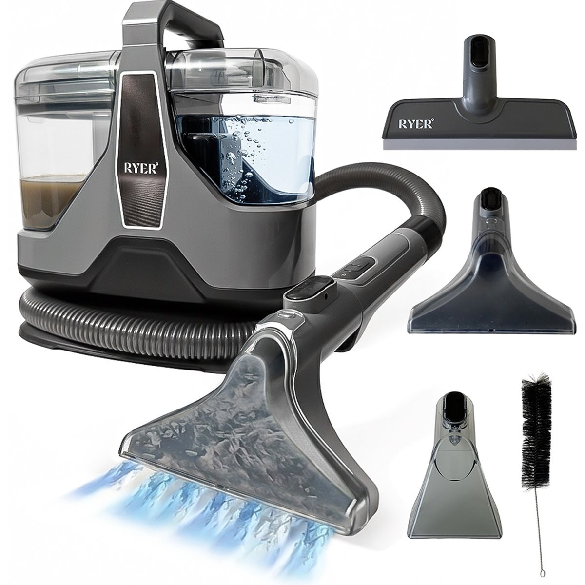 Aspirator profesional cu spalare Ryer Carpet Cleaner PLUS Injectie-Extractie, Curatator de pete textile, covoare, tapiterii, geamuri, podele
