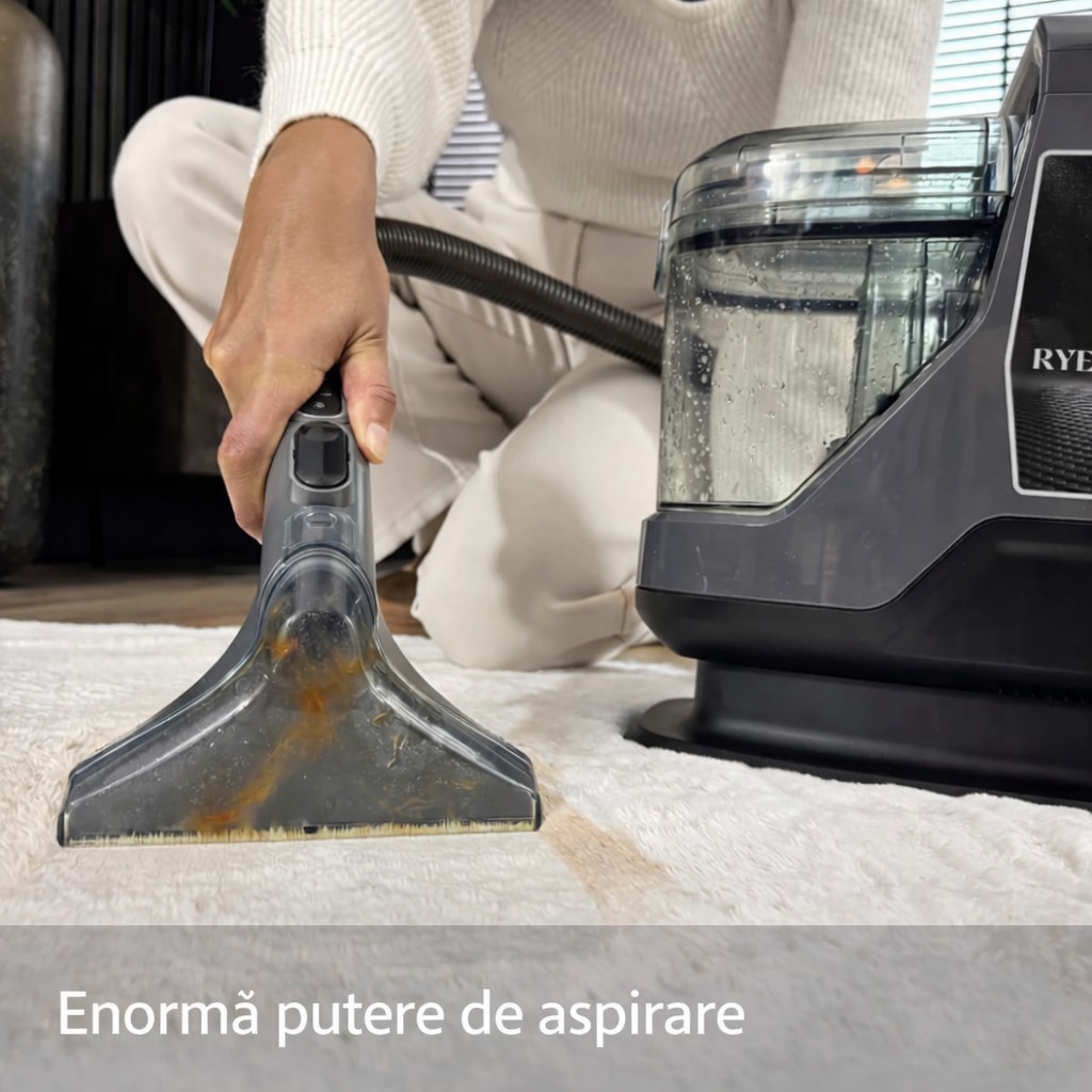 Aspirator profesional cu spalare Ryer Carpet Cleaner PLUS Injectie-Extractie, Curatator de pete textile, covoare, tapiterii, geamuri, podele