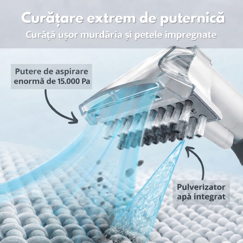 Aspirator profesional cu spalare Ryer Carpet Cleaner PLUS Injectie-Extractie, Curatator de pete textile, covoare, tapiterii, geamuri, podele