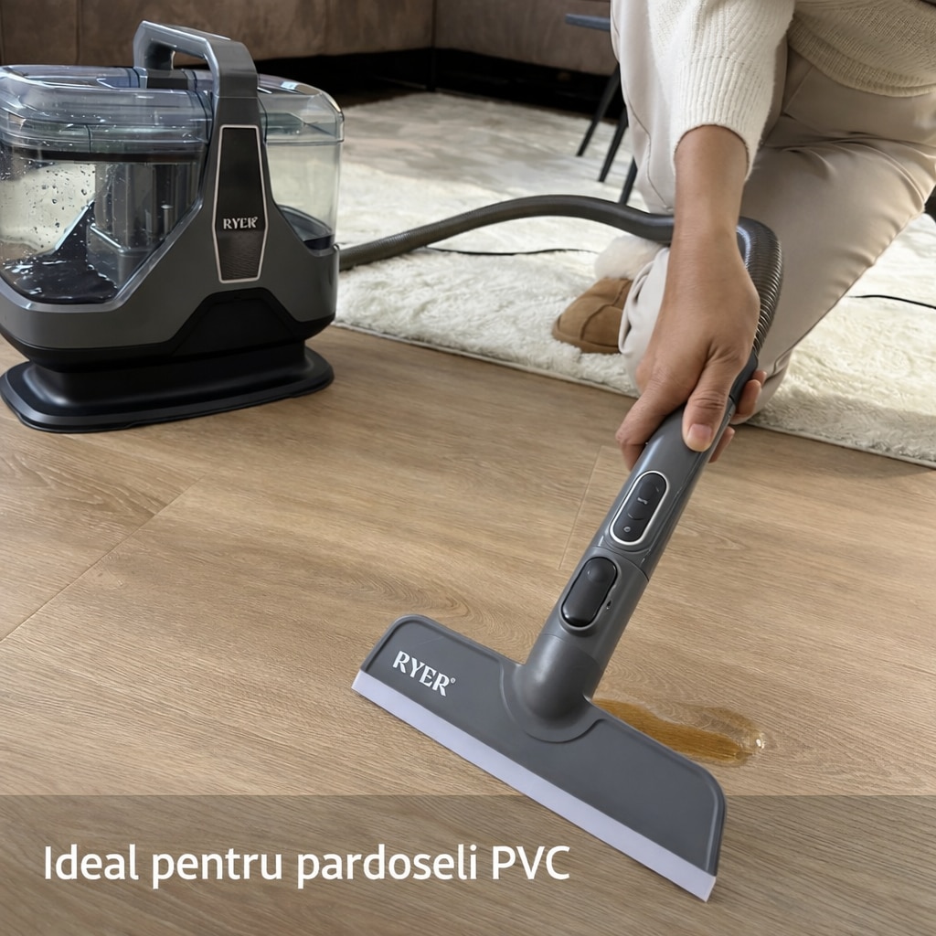 Aspirator profesional cu spalare Ryer Carpet Cleaner PLUS Injectie-Extractie, Curatator de pete textile, covoare, tapiterii, geamuri, podele