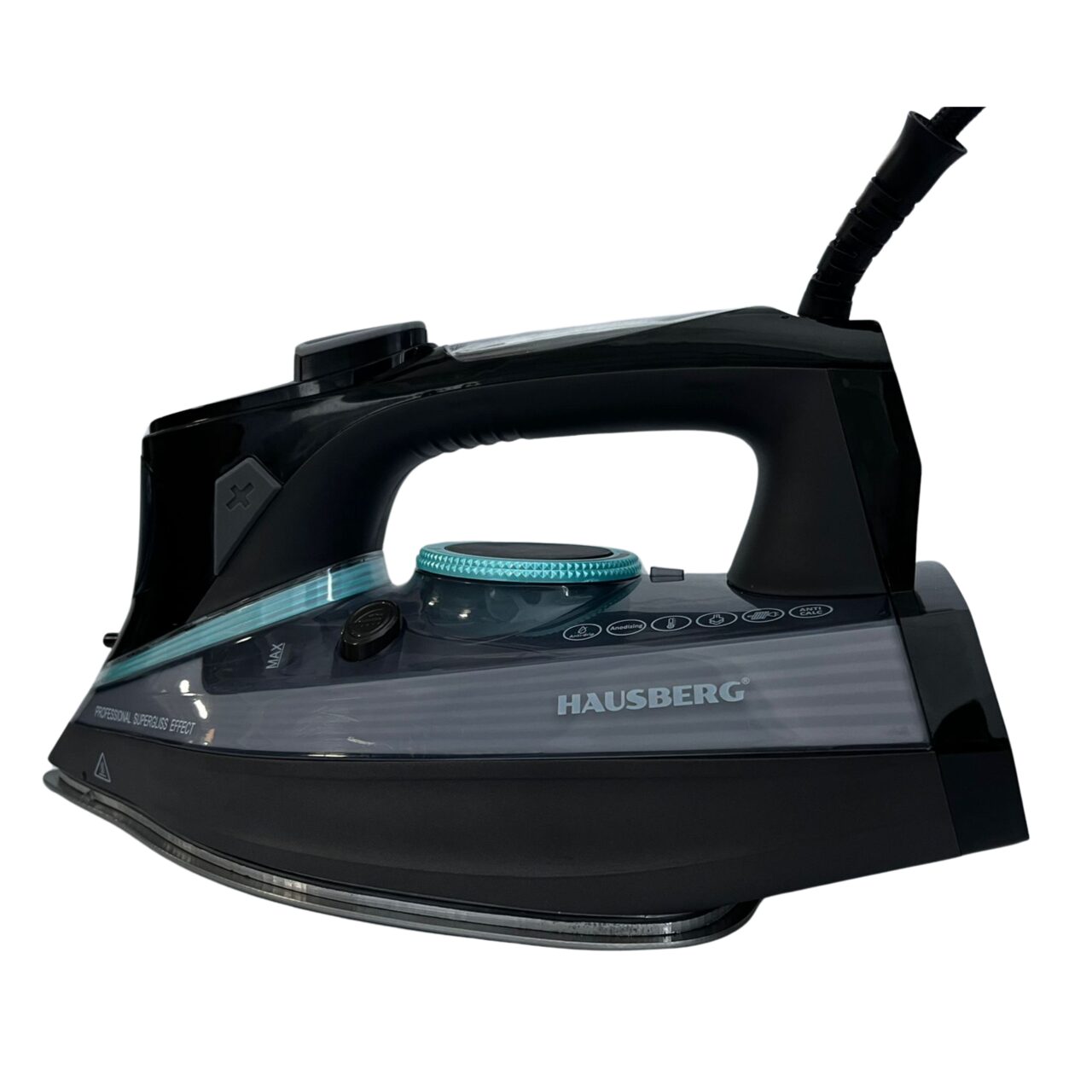 Fier de calcat cu ecran LED HAUSBERG HB-7825NG, talpa din titan, 3000 W, 11 niveluri temperatura, 350 ml, negru