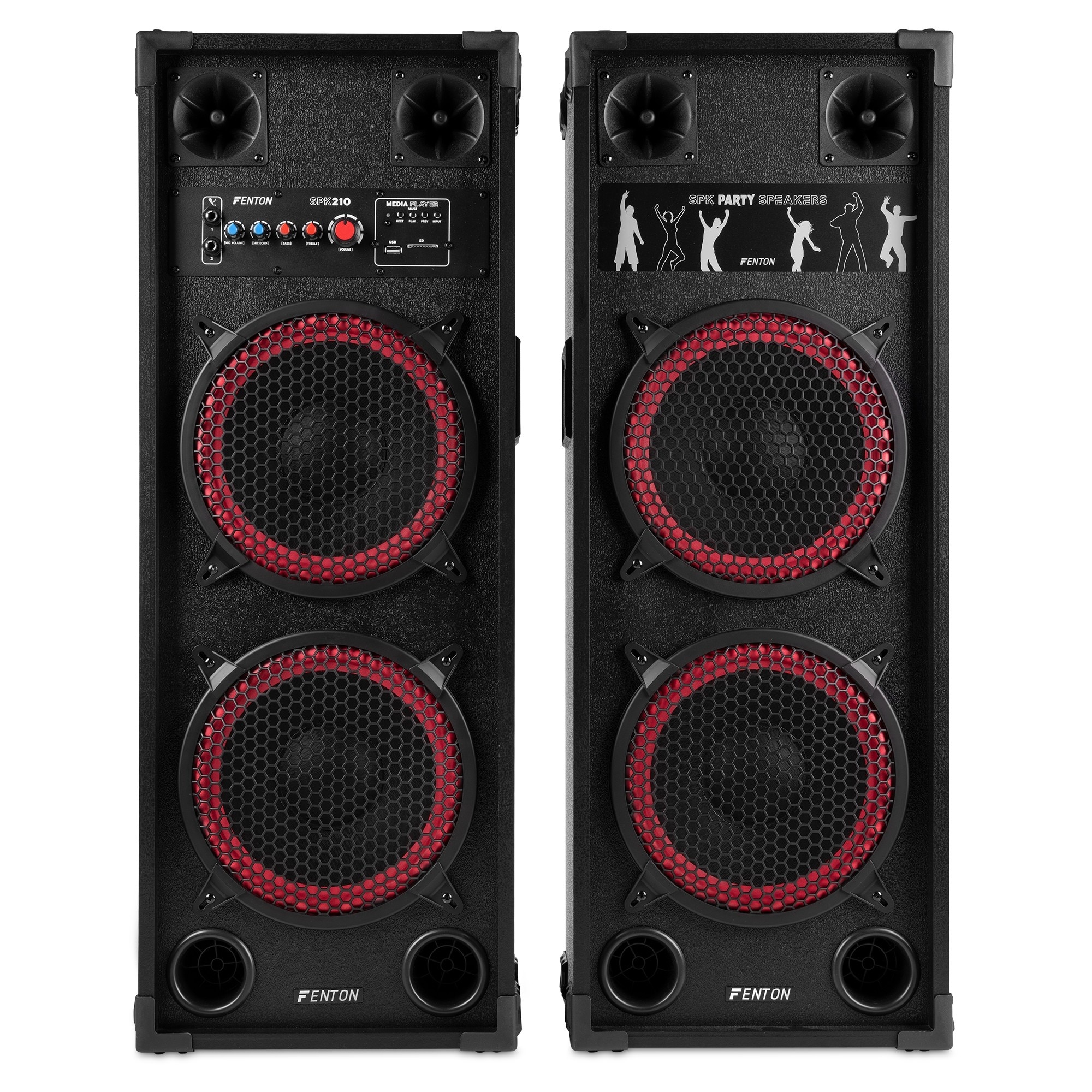 Set de difuzoare active + pasive Fenton SPK-210 1200W (2 x 10″) (MP3 + BLUETOOTH)