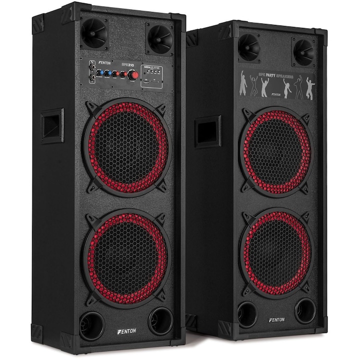 Set de difuzoare active + pasive Fenton SPK-210 1200W (2 x 10″) (MP3 + BLUETOOTH)