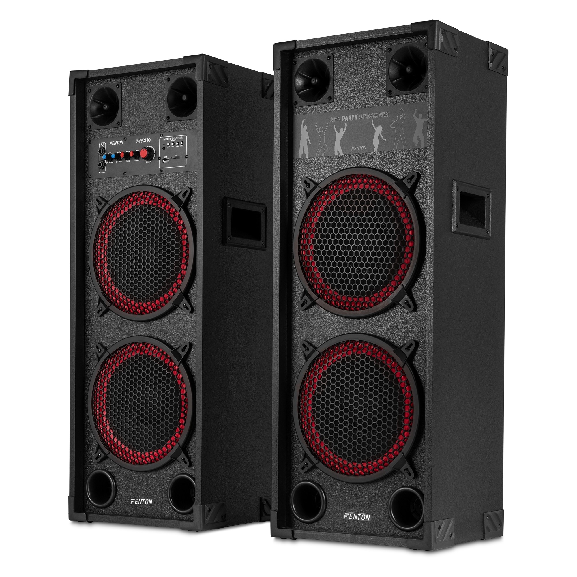 Set de difuzoare active + pasive Fenton SPK-210 1200W (2 x 10″) (MP3 + BLUETOOTH)
