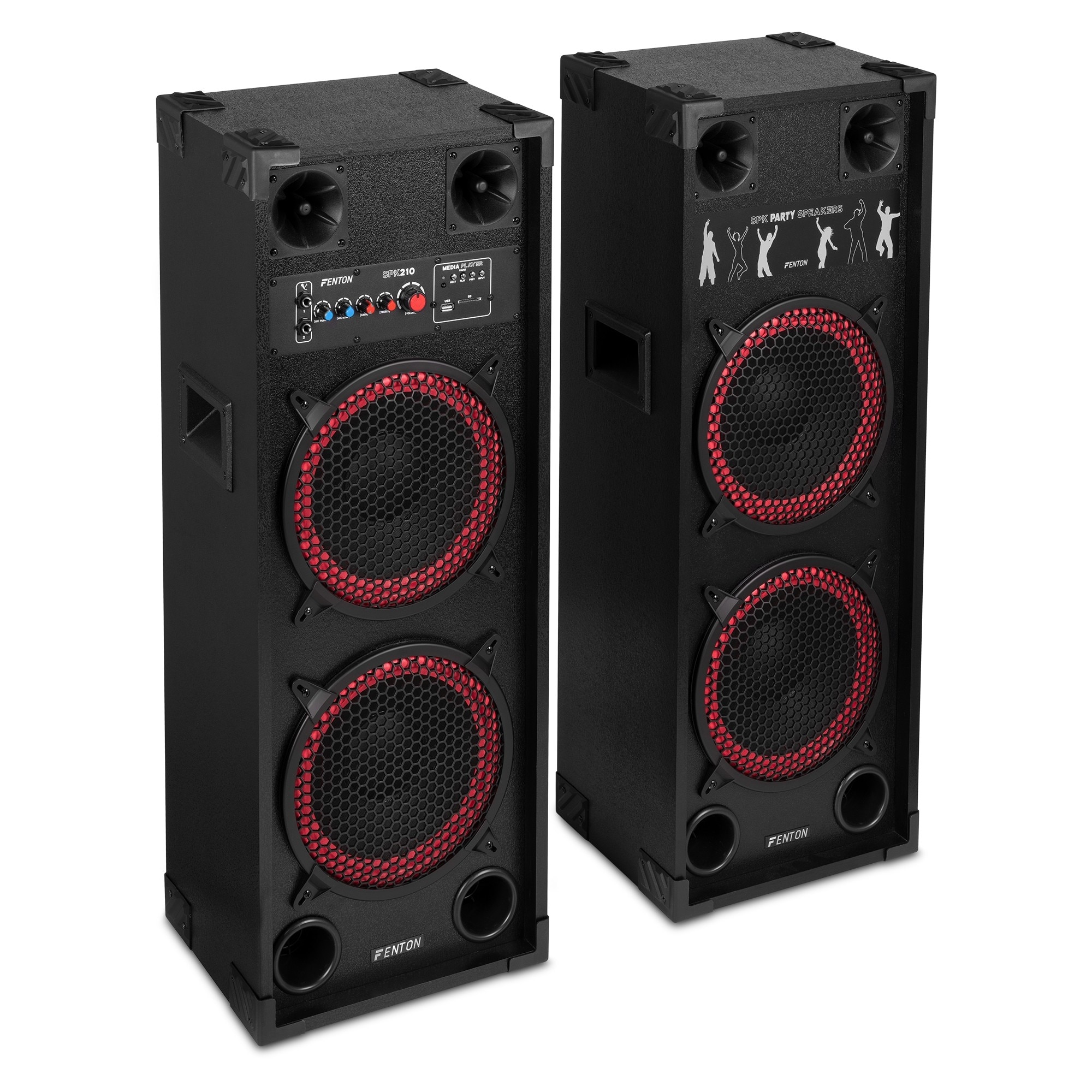 Set de difuzoare active + pasive Fenton SPK-210 1200W (2 x 10″) (MP3 + BLUETOOTH)