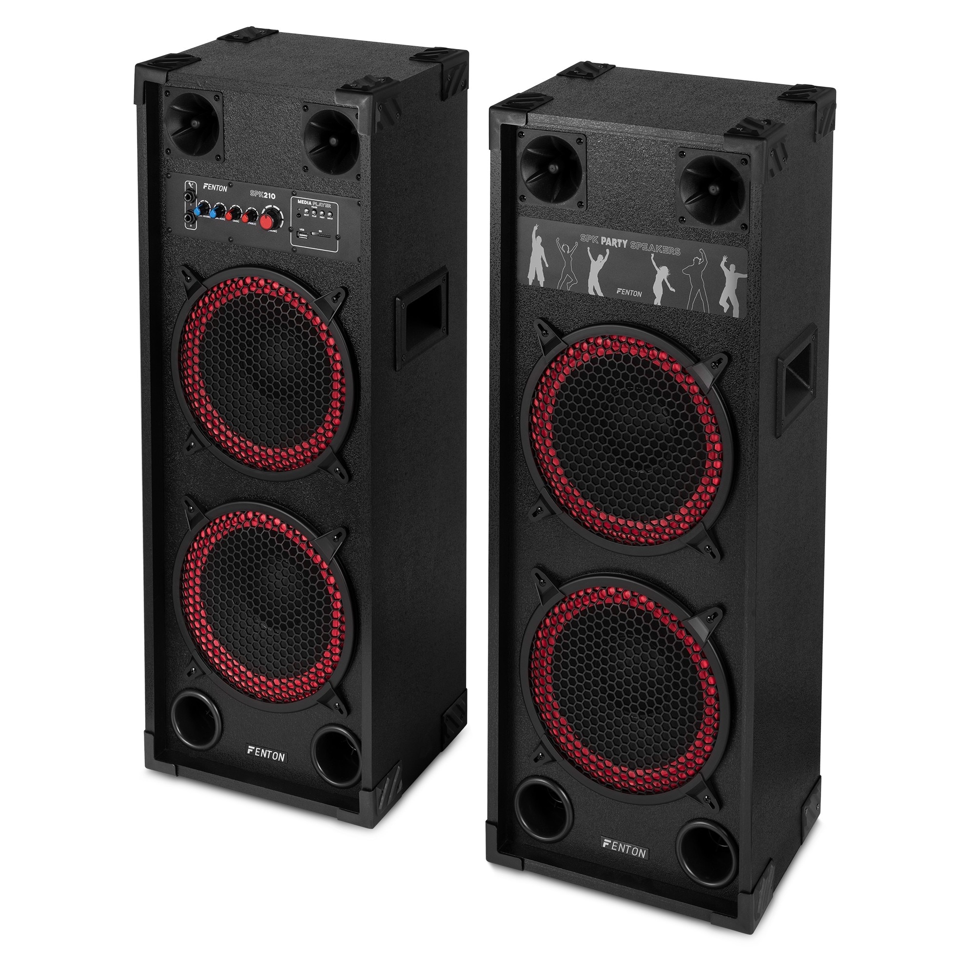 Set de difuzoare active + pasive Fenton SPK-210 1200W (2 x 10″) (MP3 + BLUETOOTH)