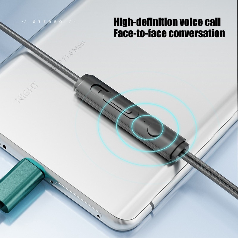 Casti cu fir, in-ear, tip C, verde, design ergonomic, sunet de inalta fidelitate