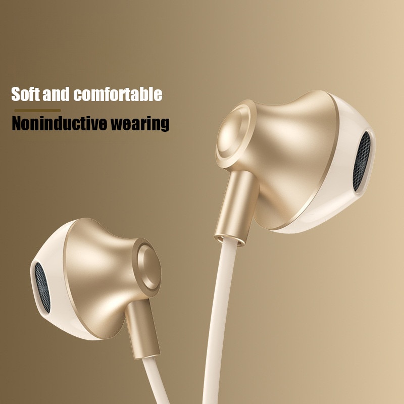 Casti cu fir, USB-C, design ergonomic, auriu, lungime 1.2m