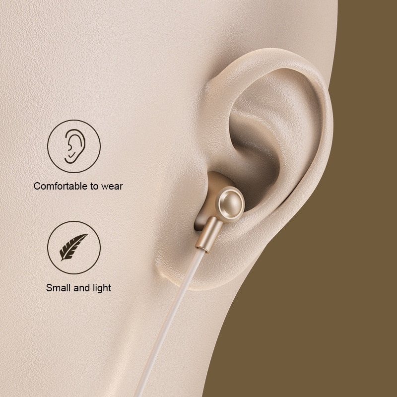 Casti cu fir, USB-C, design ergonomic, auriu, lungime 1.2m