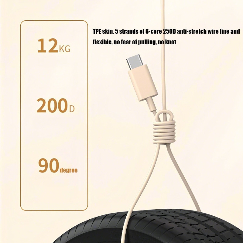 Casti cu fir, USB-C, design ergonomic, auriu, lungime 1.2m