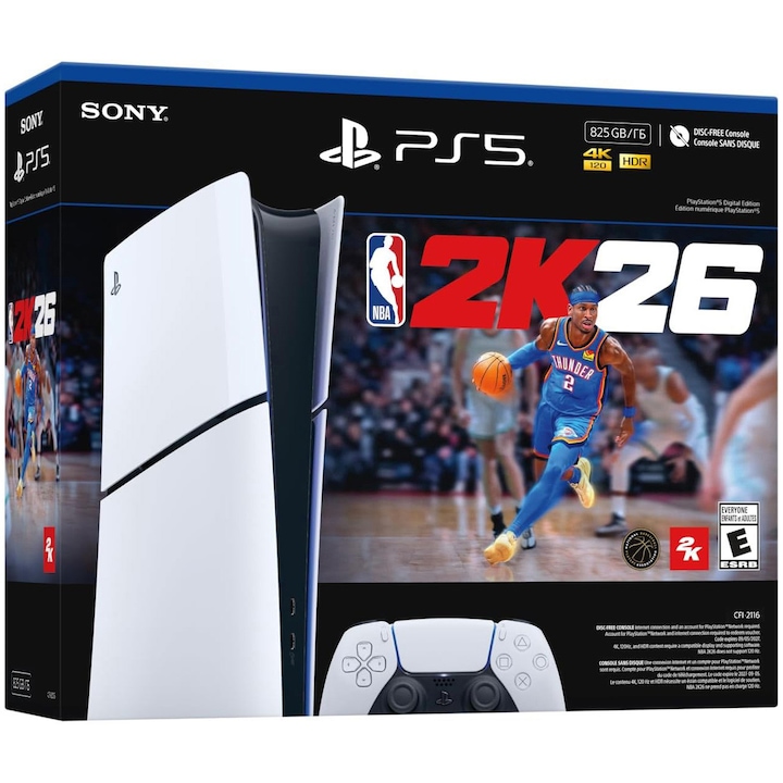 Consola Sony PlayStation 5 Digital Edition, 825GB SSD, joc NBA 2K26
