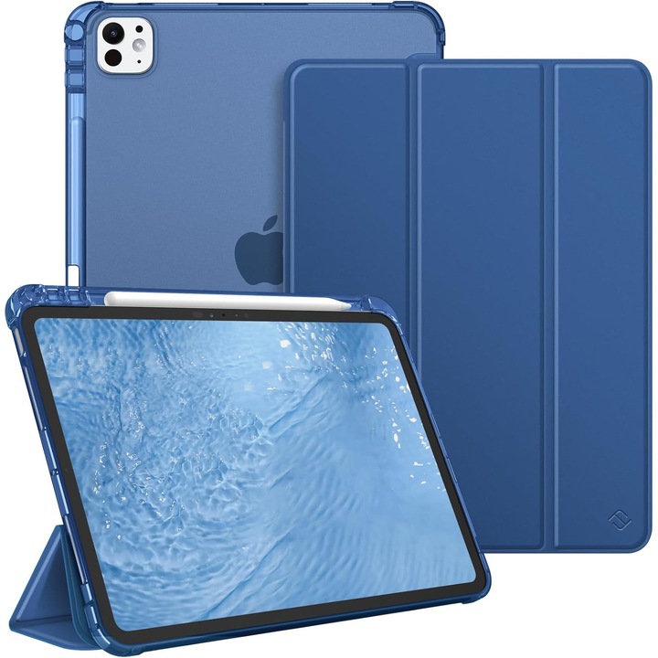 Husă tip carte OSIRION pentru iPad Pro 11 inch, suport magnetic, Auto Sleep/Wake, albastră închis