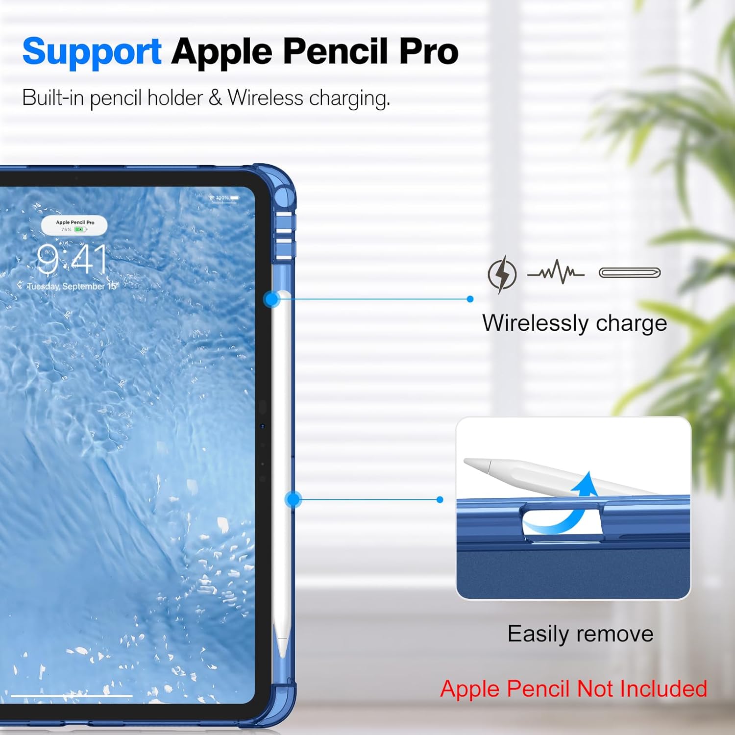 Husă tip carte OSIRION pentru iPad Pro 11 inch, suport magnetic, Auto Sleep/Wake, albastră închis