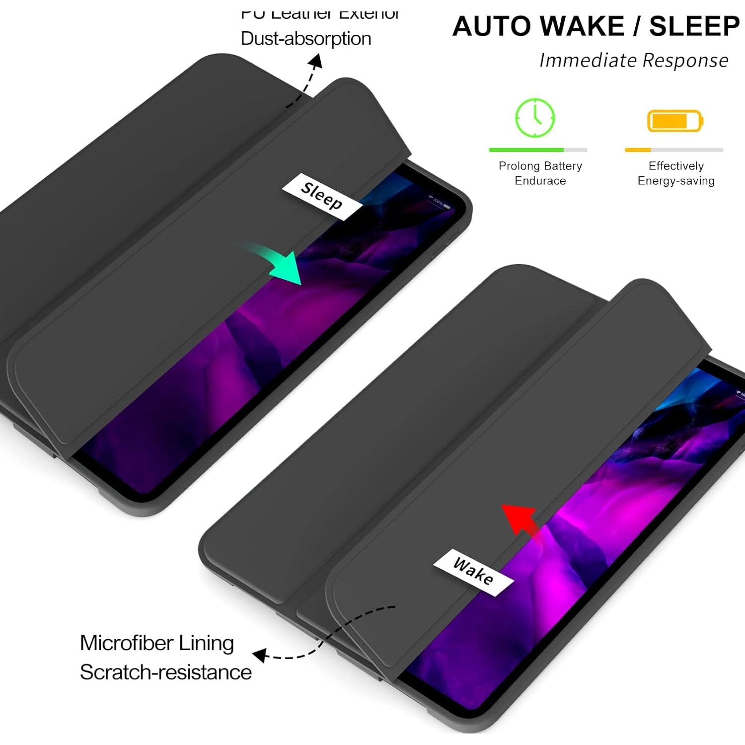 Husa Ultra Slim pentru Xiaomi Redmi Pad 2, 11.0" (2025), Silicon TPU, Smart Cover - Negru