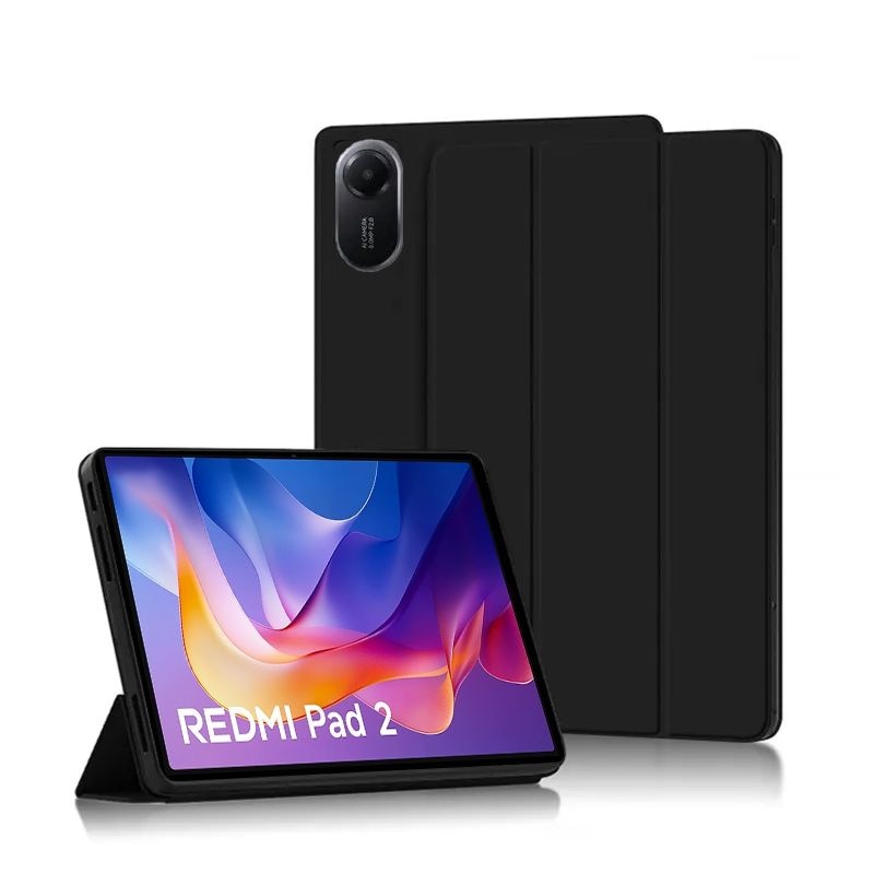 Husa Ultra Slim pentru Xiaomi Redmi Pad 2, 11.0" (2025), Silicon TPU, Smart Cover - Negru
