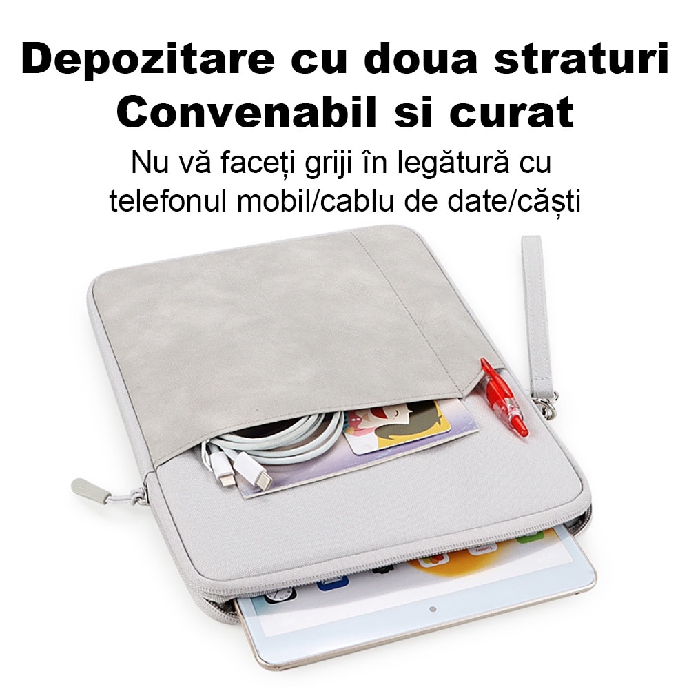 Husa Tableta pentru 9.7 - 11 inch, Compatibila Samsung / Apple / Lenovo / HUAWEI, Fudisenn®, Material Impermeabil, Mare Capacitate, Portabili, cu Manere, Gri