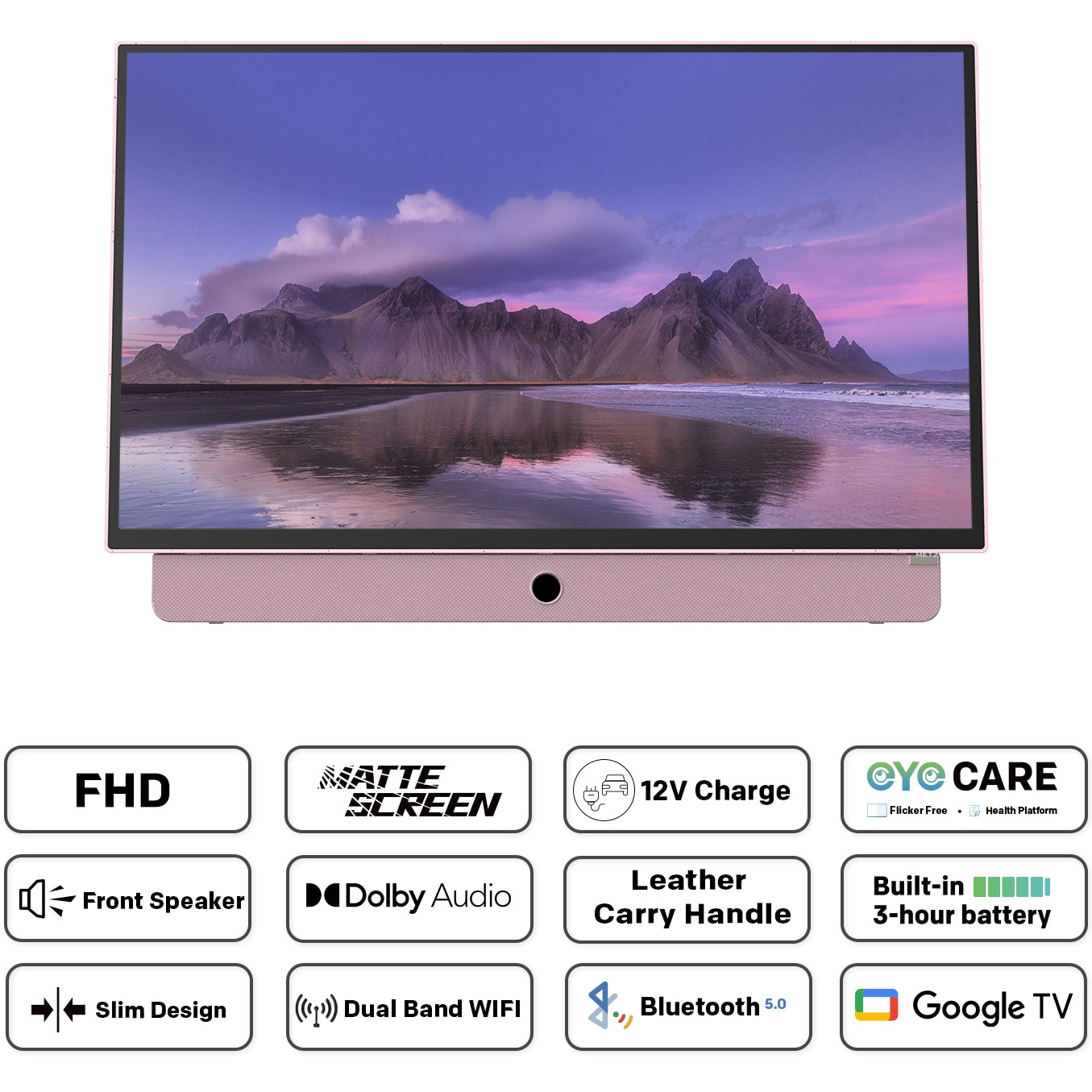 Televizor portabil METZ LED 24MPE7300Z, 60 cm, Smart Google TV, adaptor alimentare 12V, Full HD, Clasa E (Model 2025)