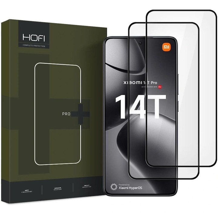 Set 2 folii protectie HOFI Full Cover Pro Tempered Glass 0.3mm compatibil cu Xiaomi 14T / 14T Pro Black