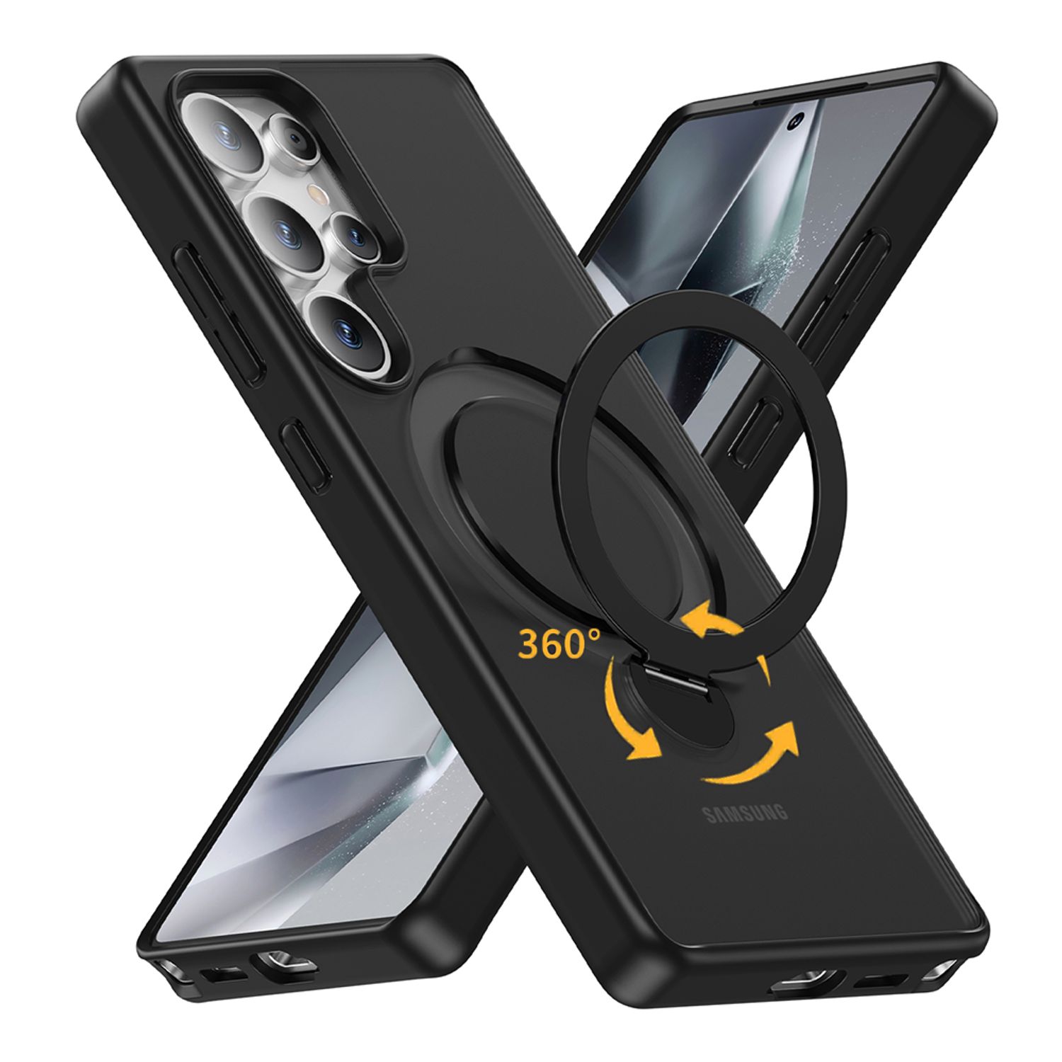 Husa pentru Samsung Galaxy S25 Ultra, Magnetic MagSafe, Suport Rotativ Magnetic 360 Negru