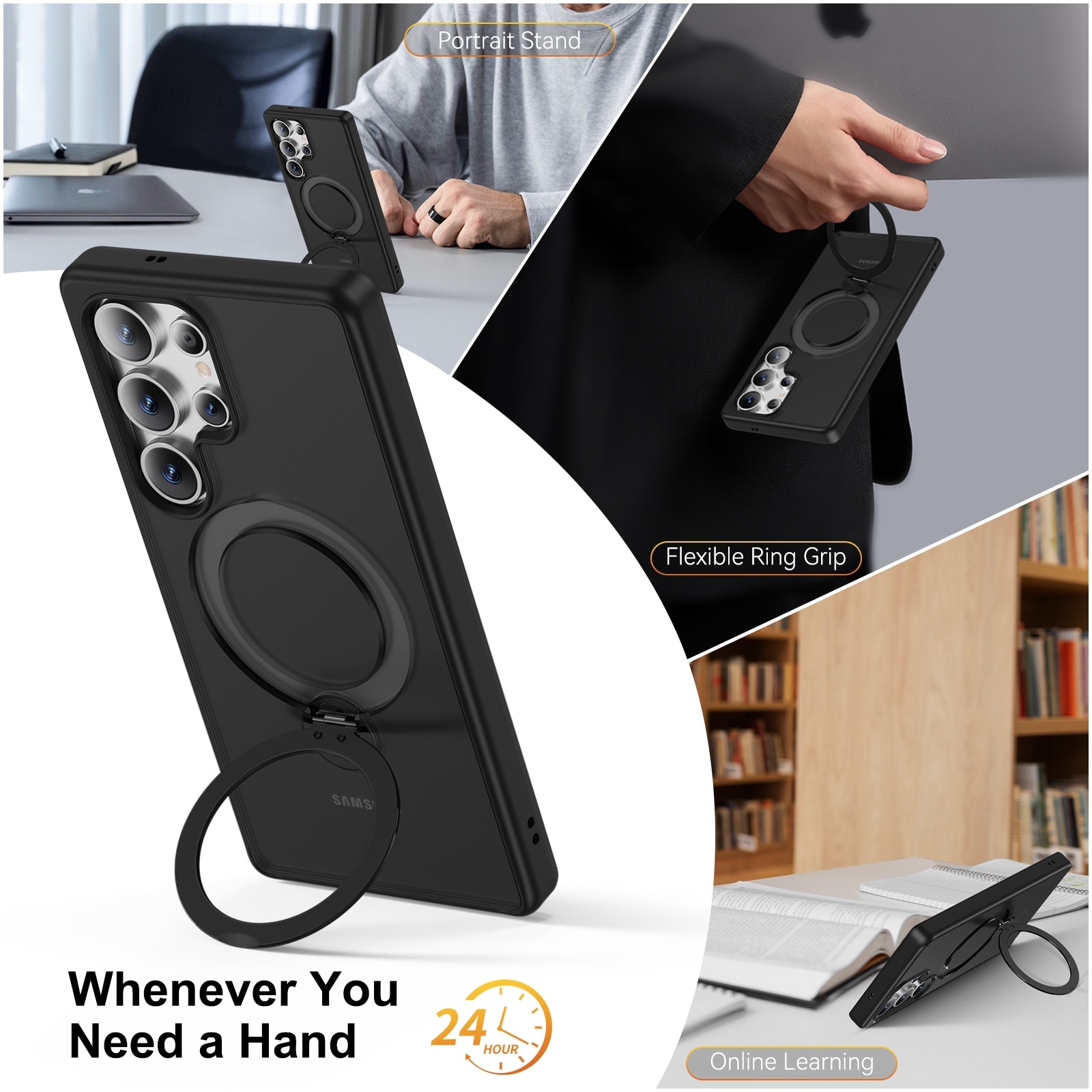 Husa pentru Samsung Galaxy S25 Ultra, Magnetic MagSafe, Suport Rotativ Magnetic 360 Negru