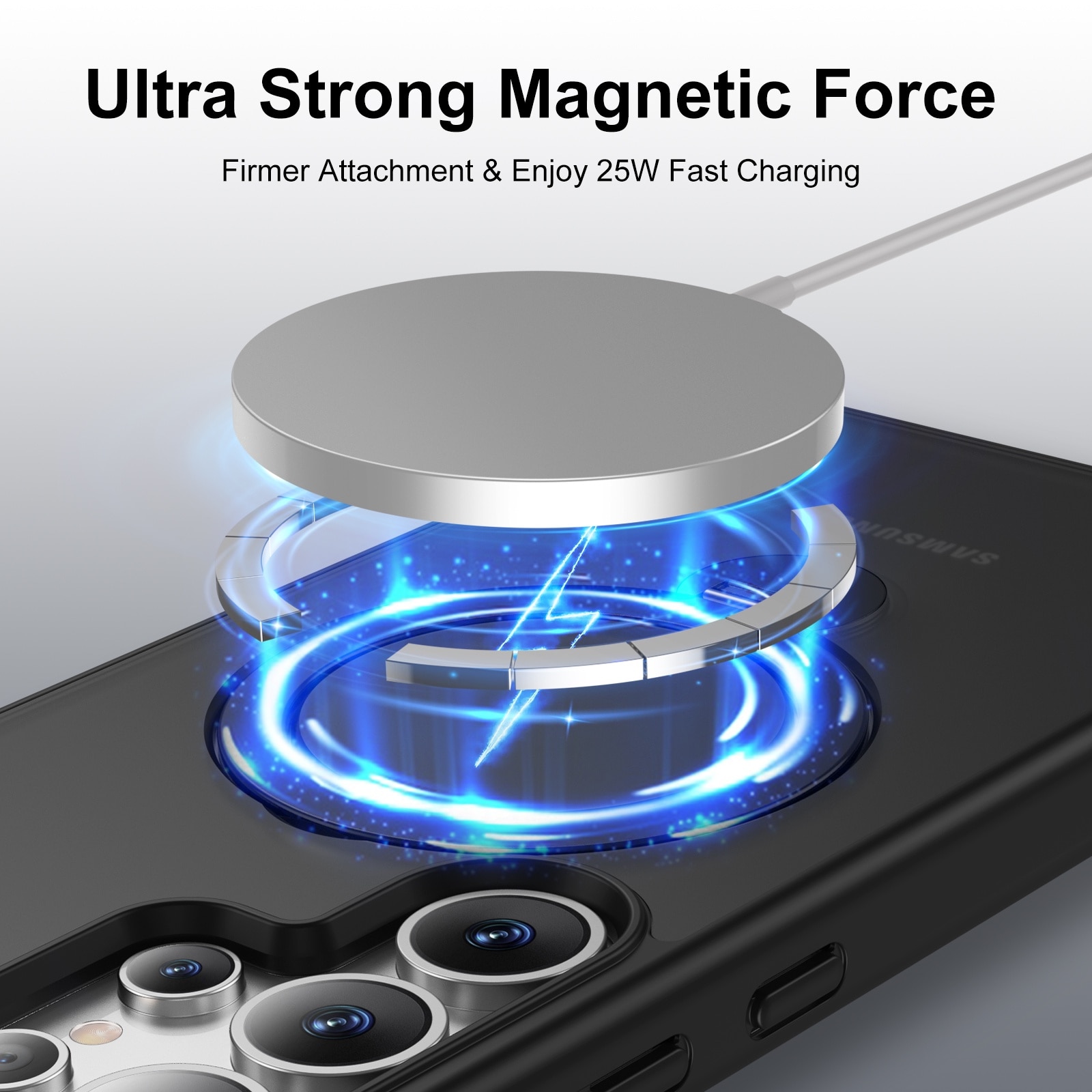 Husa pentru Samsung Galaxy S25 Ultra, Magnetic MagSafe, Suport Rotativ Magnetic 360 Negru
