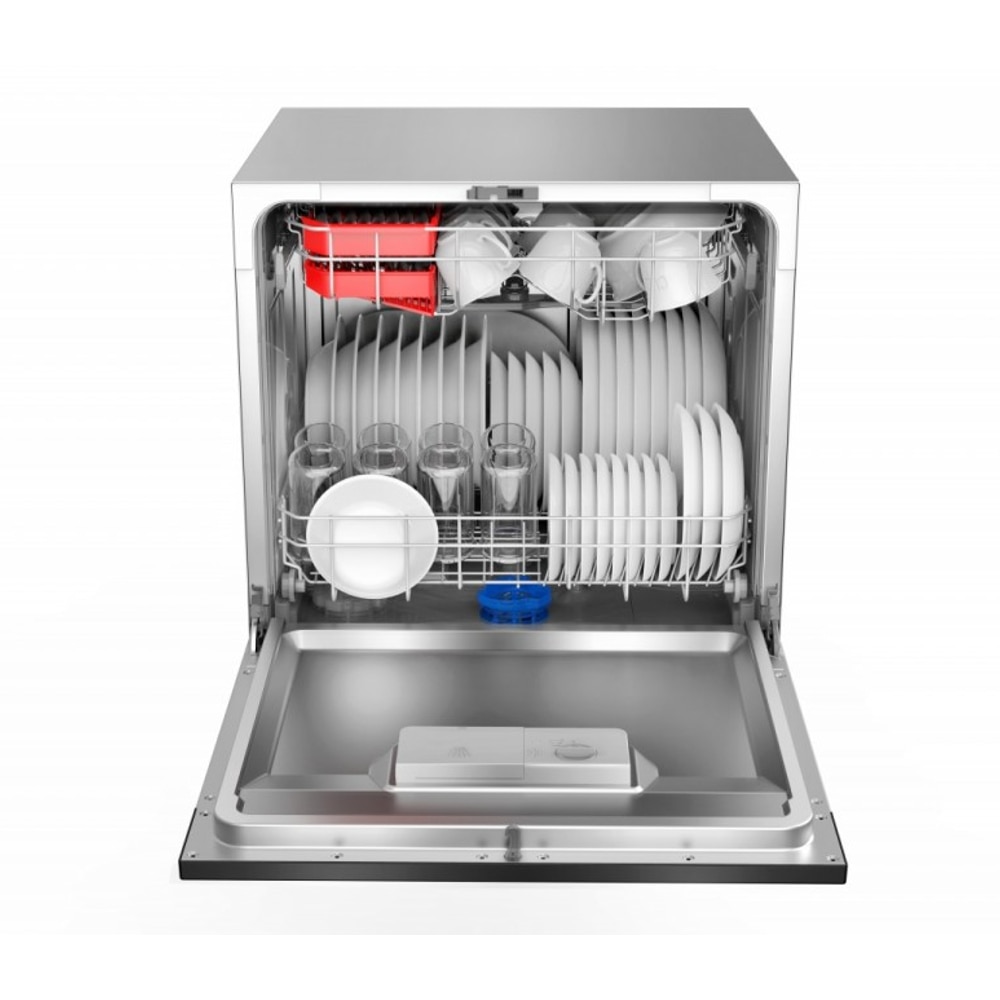 Masina spalat vase compacta Toshiba DW-08T2EW, Clasa F, 8 seturi, 7 programe, 55 cm, alba
