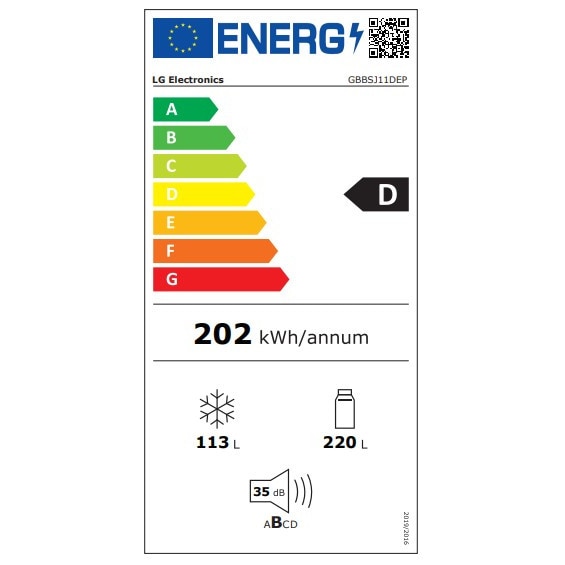 Combina Frigorifica GBBSJ11DEP, No Frost, 340 Litri, H 1.86M,DoorCooling, cls D, Argintiu