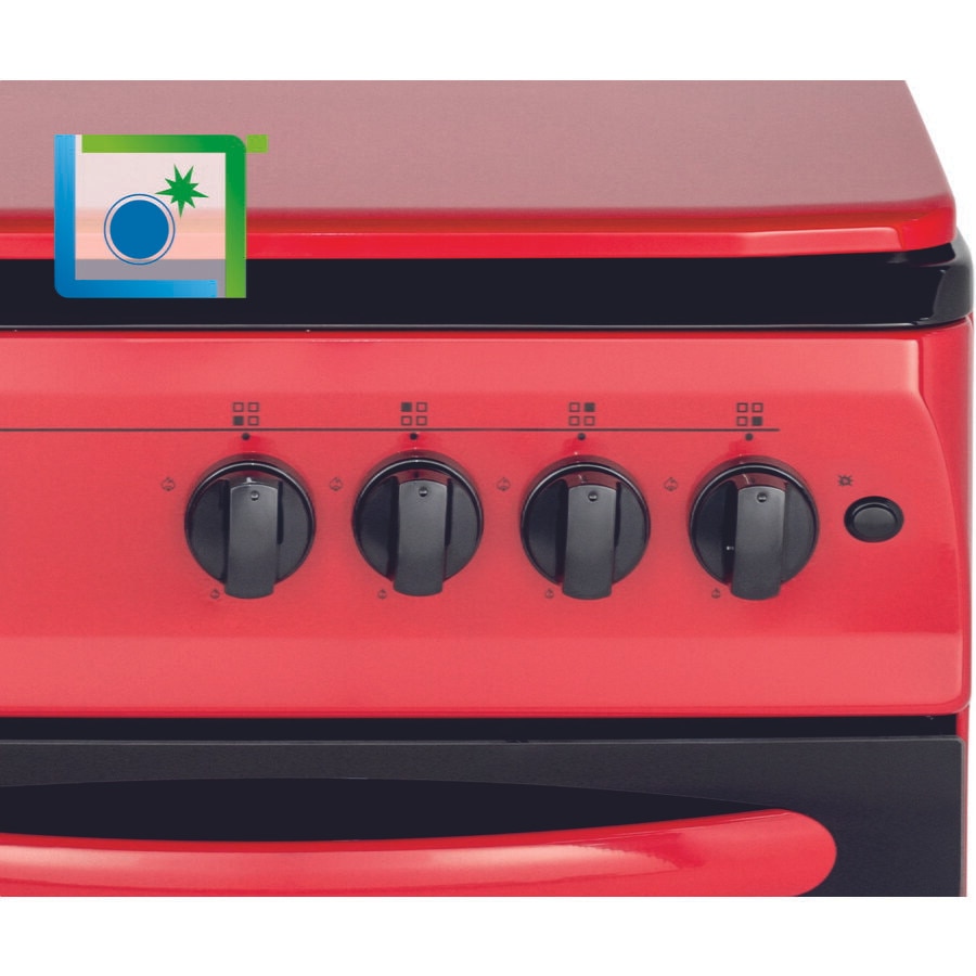 Aragaz NobelTek NLT 5602R/G1, Gaz, 4 arzatoare, Dispozitiv siguranta plita si cuptor, Aprindere electrica, 50 x 60 cm, Rosu