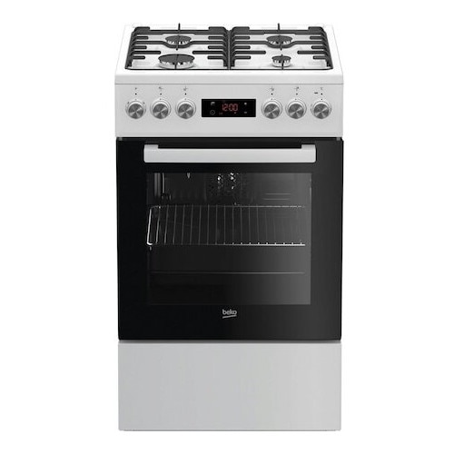 Aragaz mixt Beko FSE52320DWD, 4 zone de gatit, aprindere la buton, 55 l, Alb