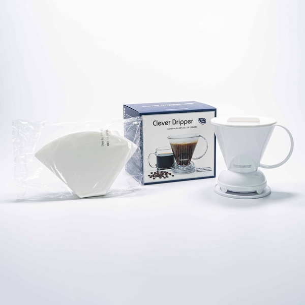 Aparat de cafea Clever Dripper, 500ml, alb, set cu 100 filtre
