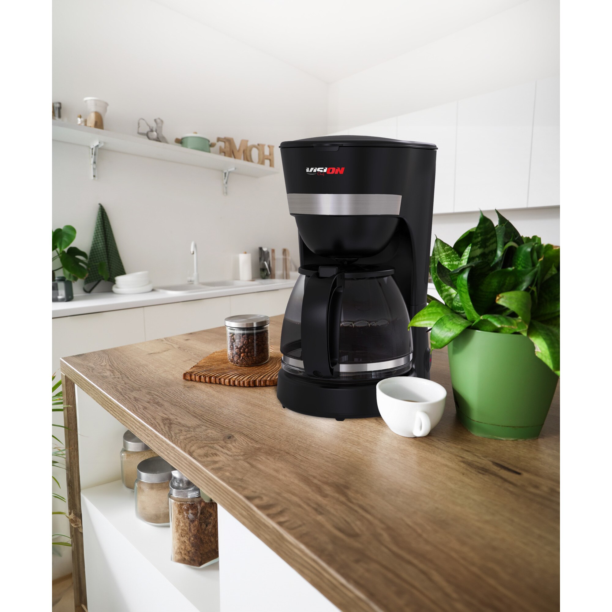 Cafetiera Vision Chef VCF750N, 750 W, 1.25 l, Functie anti-picurare, Negru