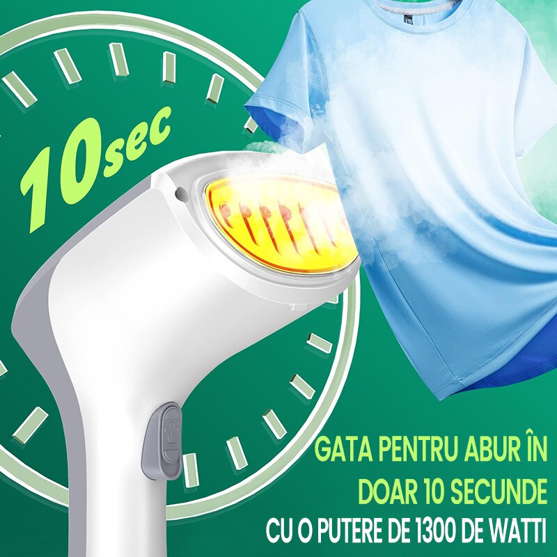 Fier de calcat cu abur, orizontal/vertical, 25g/min, 1300W, portabil, rezervor 260 ml, alb