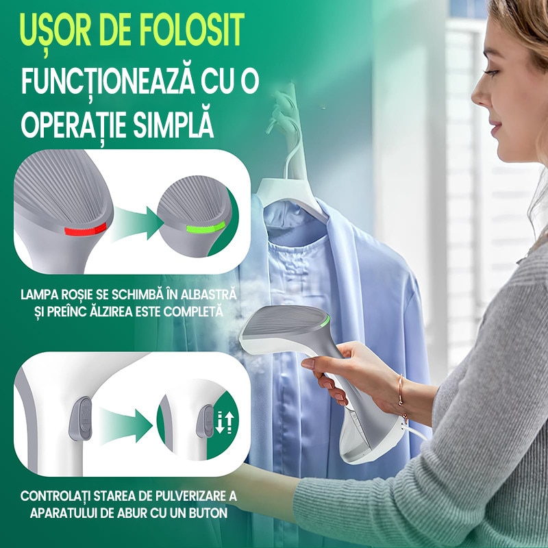Fier de calcat cu abur, orizontal/vertical, 25g/min, 1300W, portabil, rezervor 260 ml, alb