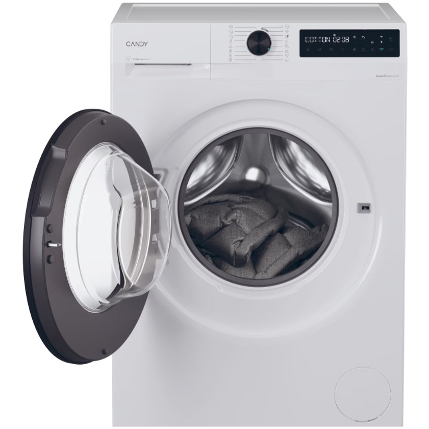 Masina de spalat rufe Candy ProWash 500 BR 410B8-S, clasa A-20%, 10 kg, 1400 rpm, Motor Inverter, Steam, Touch display, Soft Drum, Dual Spray, Programe rapide de spalare, Wifi, alba