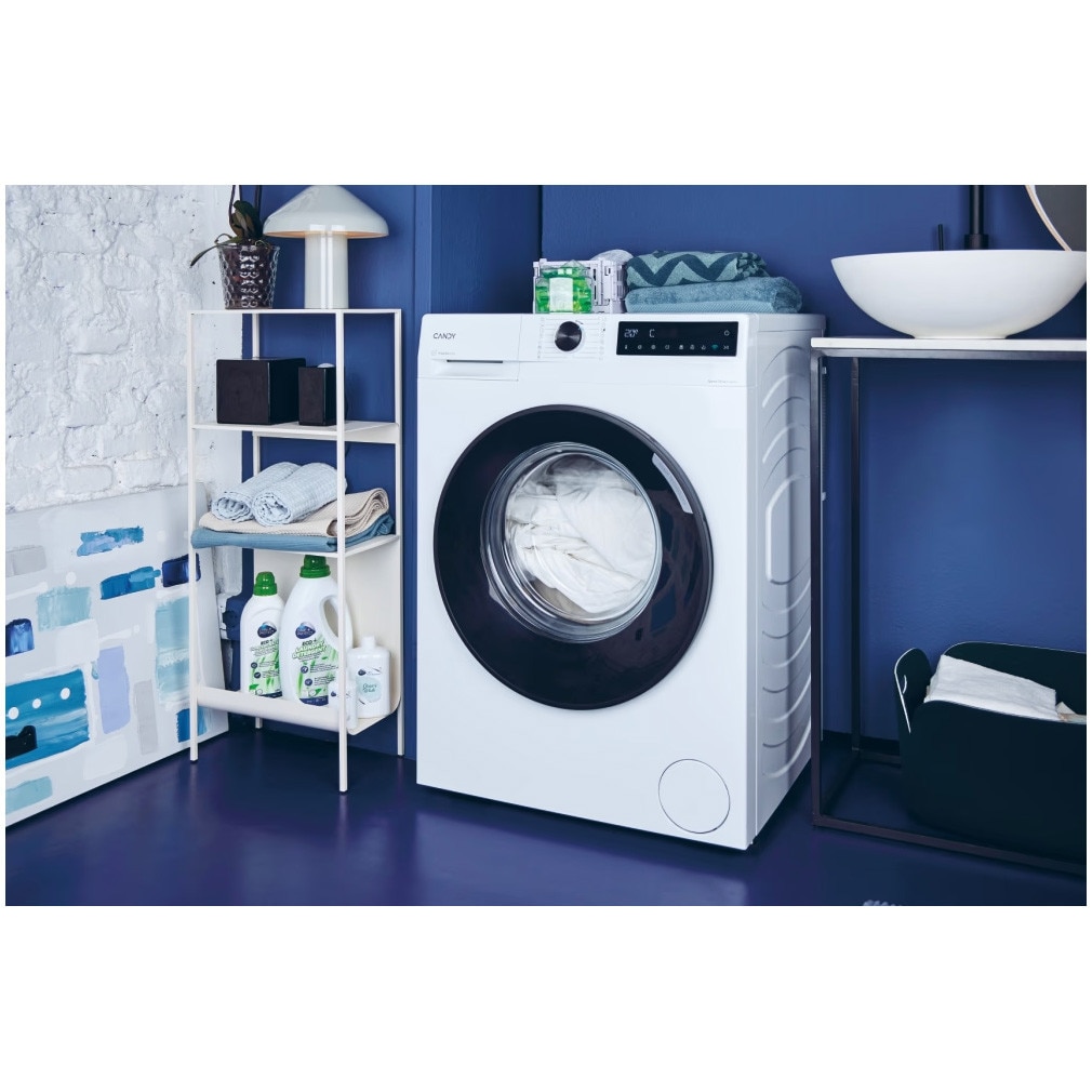 Masina de spalat rufe Candy ProWash 500 BR 410B8-S, clasa A-20%, 10 kg, 1400 rpm, Motor Inverter, Steam, Touch display, Soft Drum, Dual Spray, Programe rapide de spalare, Wifi, alba