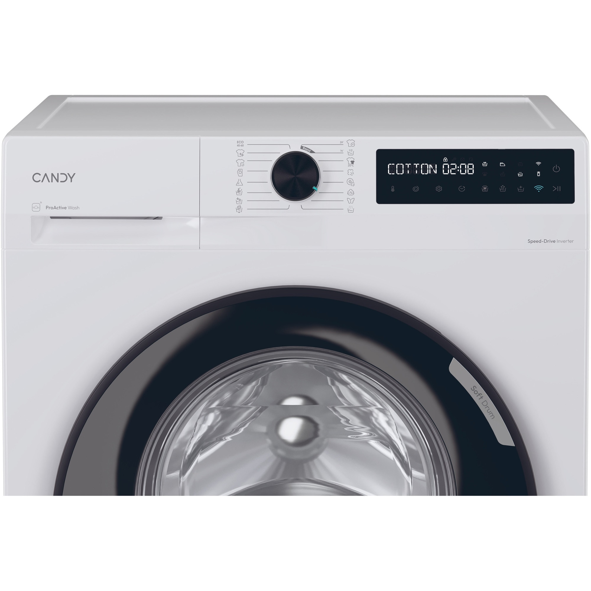 Masina de spalat rufe Candy ProWash 500 BR 410B8-S, clasa A-20%, 10 kg, 1400 rpm, Motor Inverter, Steam, Touch display, Soft Drum, Dual Spray, Programe rapide de spalare, Wifi, alba
