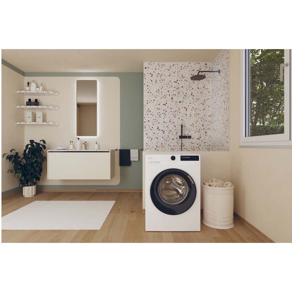 Masina de spalat rufe Candy ProWash 500 BR 410B8-S, clasa A-20%, 10 kg, 1400 rpm, Motor Inverter, Steam, Touch display, Soft Drum, Dual Spray, Programe rapide de spalare, Wifi, alba