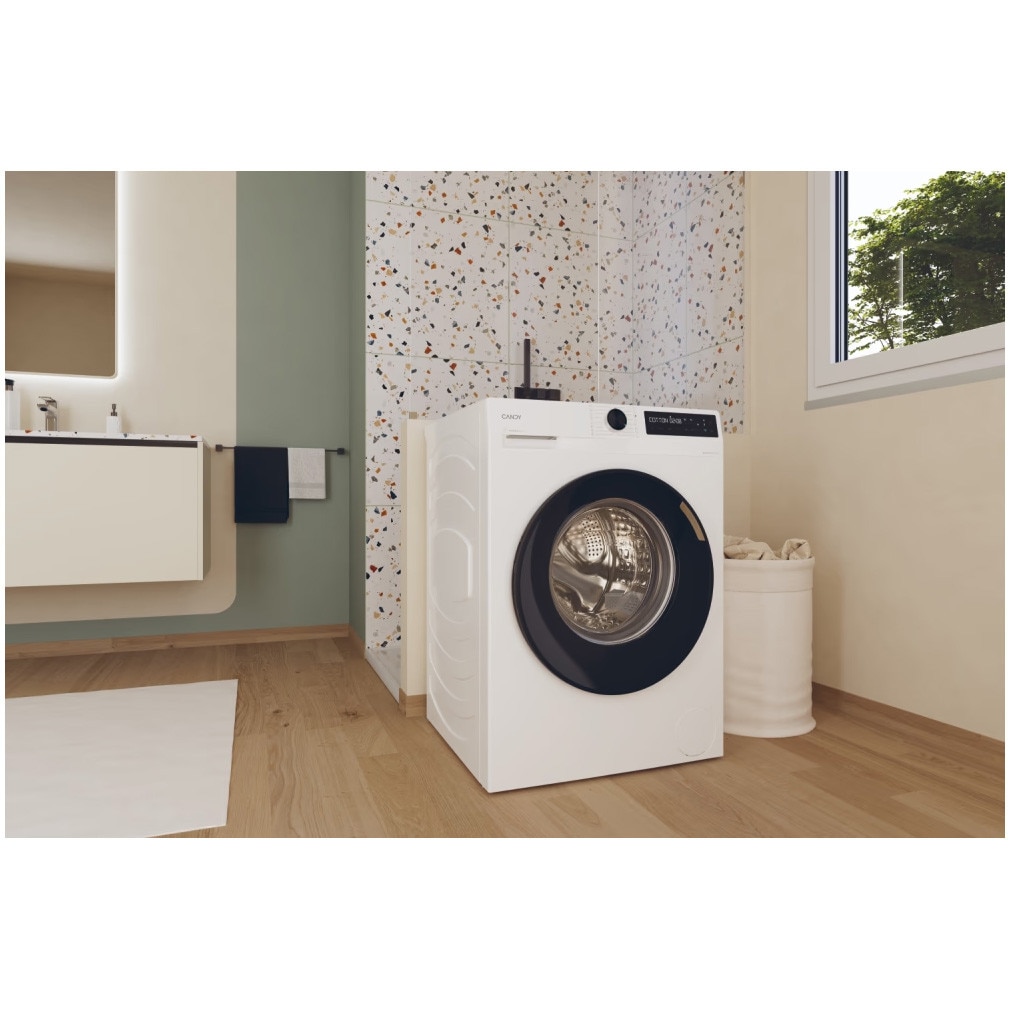 Masina de spalat rufe Candy ProWash 500 BR 410B8-S, clasa A-20%, 10 kg, 1400 rpm, Motor Inverter, Steam, Touch display, Soft Drum, Dual Spray, Programe rapide de spalare, Wifi, alba