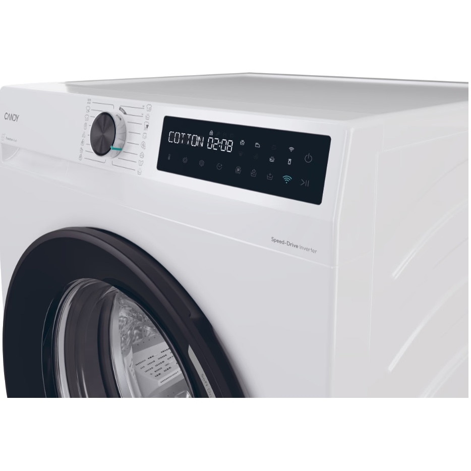 Masina de spalat rufe Candy ProWash 500 BR 410B8-S, clasa A-20%, 10 kg, 1400 rpm, Motor Inverter, Steam, Touch display, Soft Drum, Dual Spray, Programe rapide de spalare, Wifi, alba