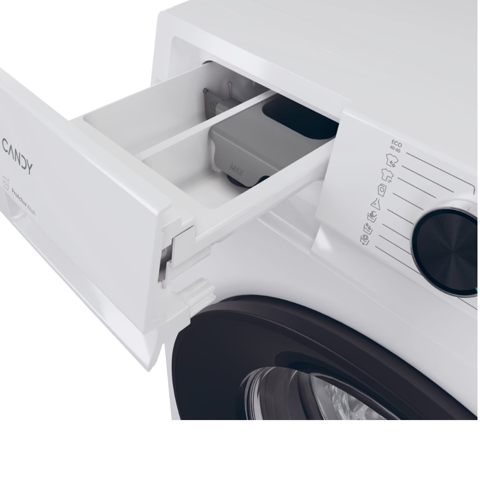 Masina de spalat rufe Candy ProWash 500 BR 410B8-S, clasa A-20%, 10 kg, 1400 rpm, Motor Inverter, Steam, Touch display, Soft Drum, Dual Spray, Programe rapide de spalare, Wifi, alba