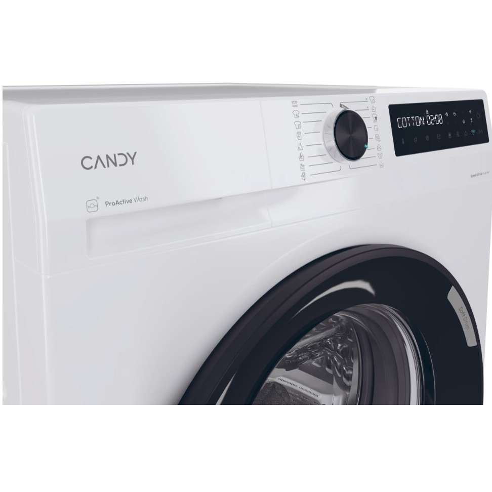 Masina de spalat rufe Candy ProWash 500 BR 410B8-S, clasa A-20%, 10 kg, 1400 rpm, Motor Inverter, Steam, Touch display, Soft Drum, Dual Spray, Programe rapide de spalare, Wifi, alba