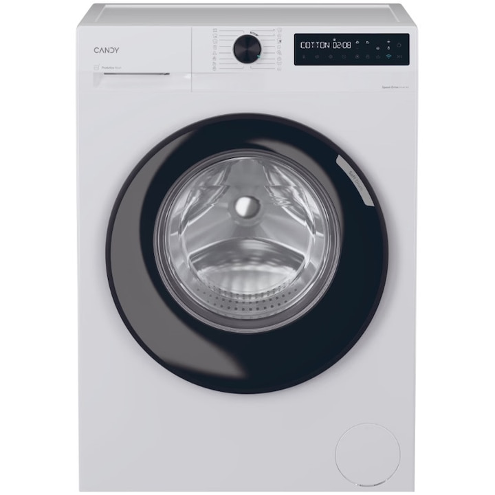 Masina de spalat rufe Candy ProWash 500 BR 410B8-S, clasa A-20%, 10 kg, 1400 rpm, Motor Inverter, Steam, Touch display, Soft Drum, Dual Spray, Programe rapide de spalare, Wifi, alba