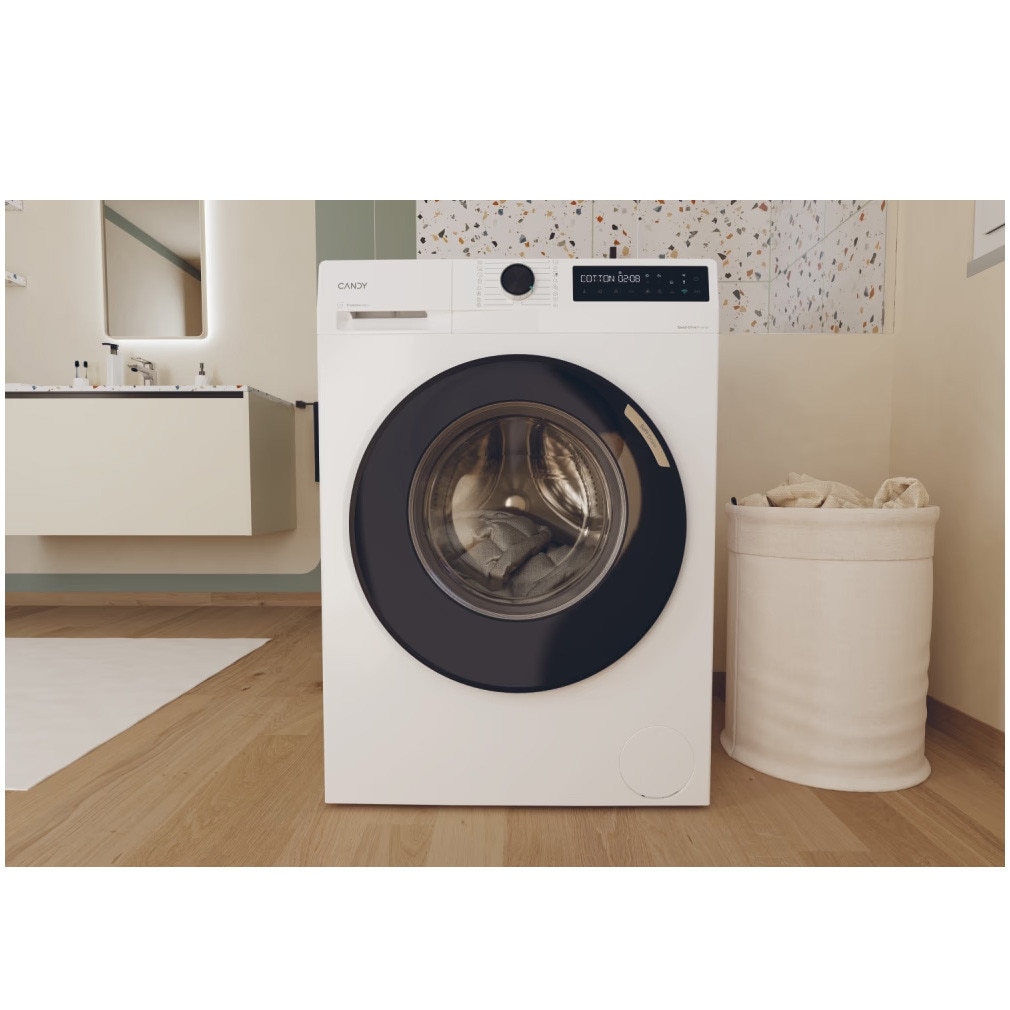 Masina de spalat rufe Candy ProWash 500 BR 410B8-S, clasa A-20%, 10 kg, 1400 rpm, Motor Inverter, Steam, Touch display, Soft Drum, Dual Spray, Programe rapide de spalare, Wifi, alba