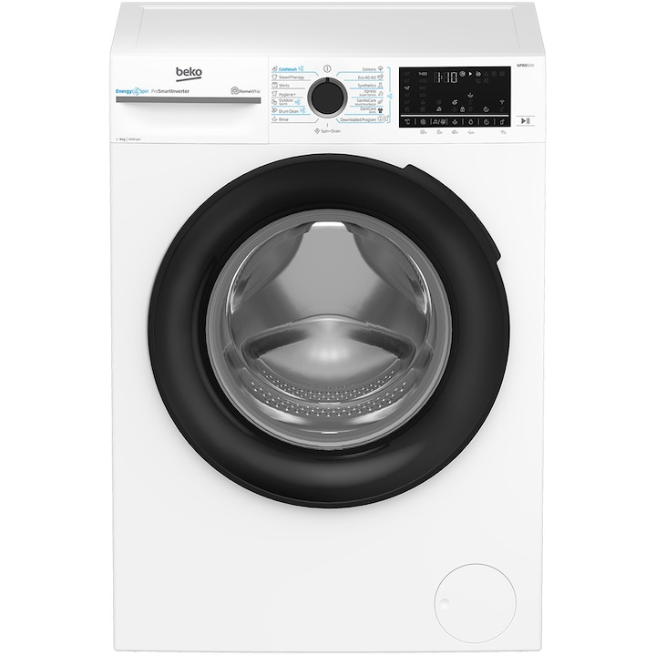 Masina de spalat rufe Beko BM5WFSU69415W, Clasa A, 9 kg, 1400 RPM, 15 programe, Instant Opening, HomeWhiz, Alb