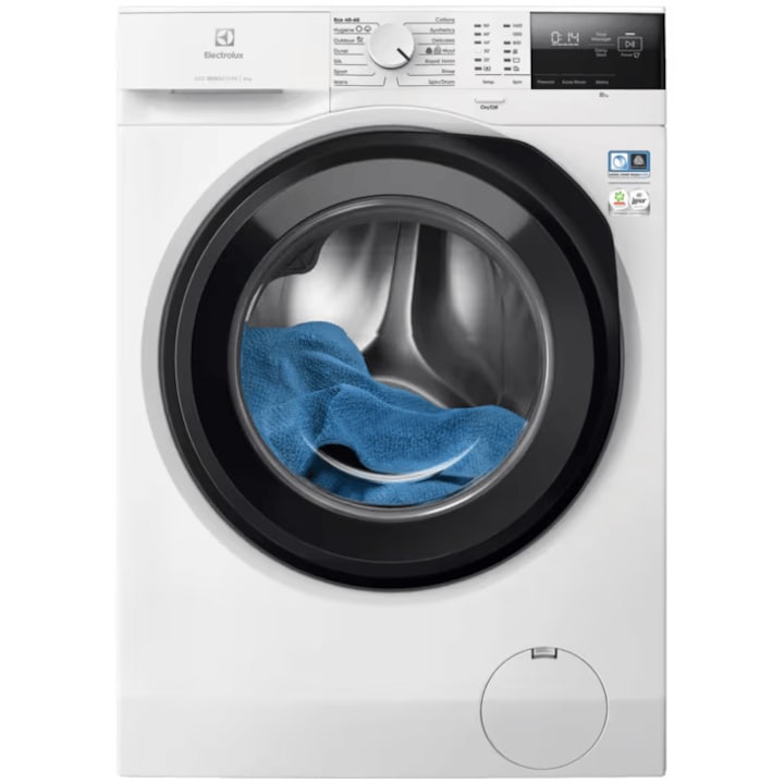 Masina de spalat rufe Electrolux EW6F2482E, 8 kg, 1350 rpm, Clasa A, Motor Inverter cu MagnetPermanent, Display LED, SensiCare, TimeManager, Alb