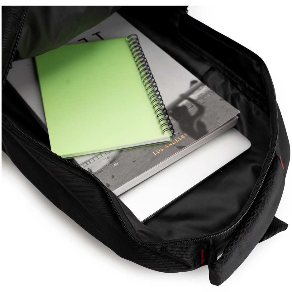 Rucsac Chicago pentru notebook, Spacer, 17", 3 compartimente, buzunar frontal, buzunar lateral x 2, 2 manere, waterproof, poliester, negru