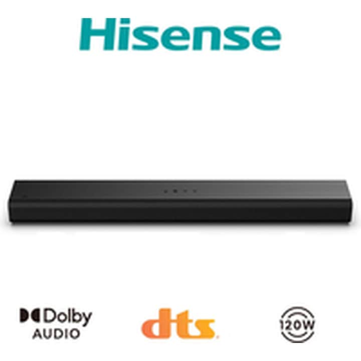Bara de sunet, Hisense, HS1000, 120W, negru, conectivitate Bluetooth 5.3, intrare AUX, suport montare pe perete, telecomanda inclusa