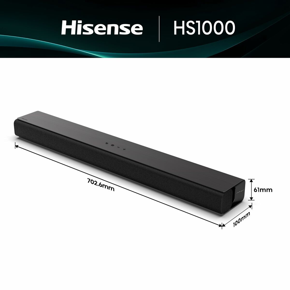Bara de sunet, Hisense, HS1000, 120W, negru, conectivitate Bluetooth 5.3, intrare AUX, suport montare pe perete, telecomanda inclusa