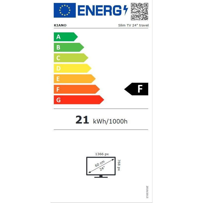 Kiano Slim TV Travel Televizor 24" inch | LED HD TV 1366 x 768 |60 cm | Incarcator auto | HDMI USB | Dolby Audio | Tuner Triplu DVB-T2 - Cel mai bun pentru camioane si rulote
